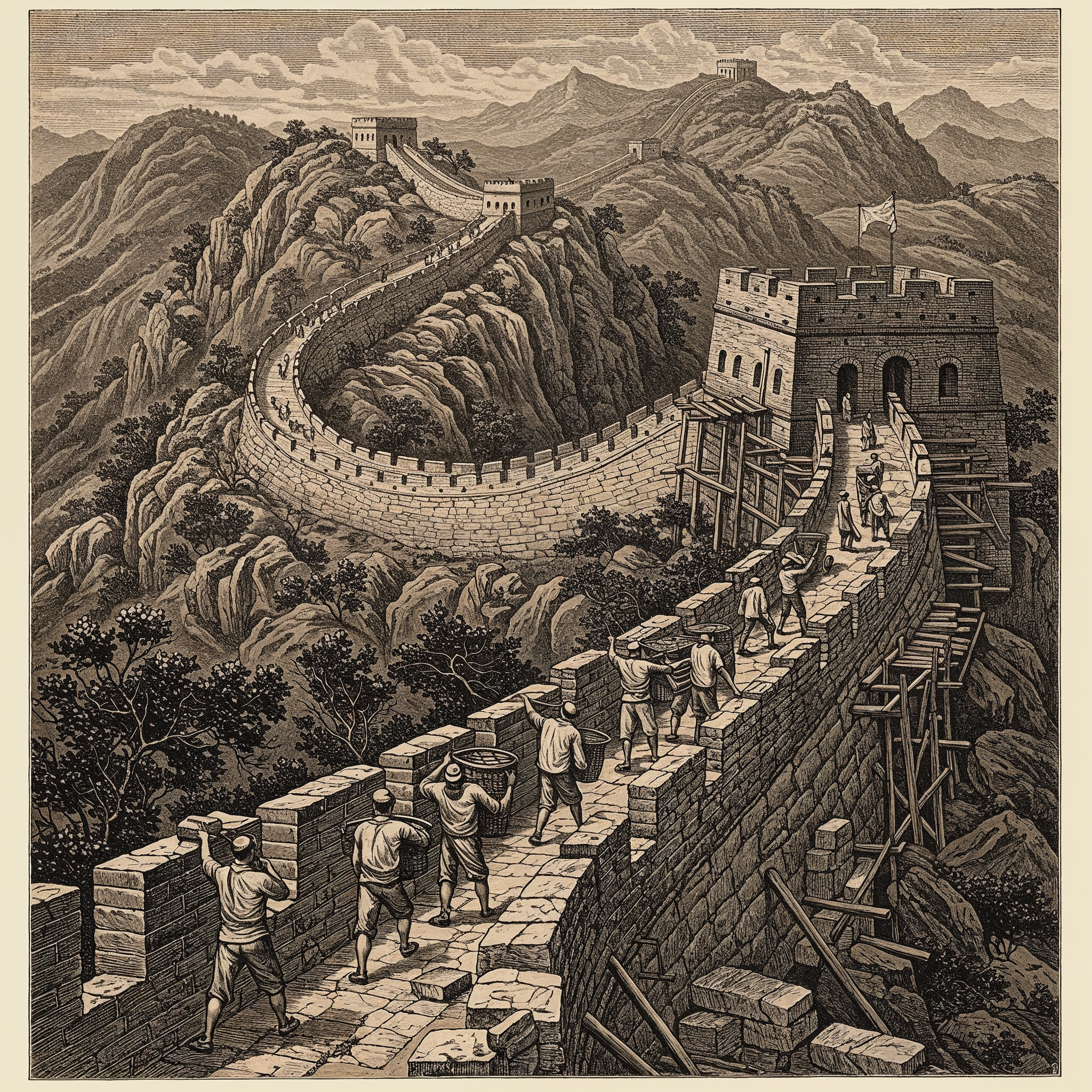 21 siglos de construcción, tierra, agua y arroz. La logística y los materiales de la Gran Muralla China