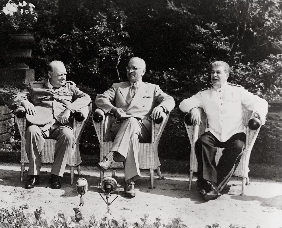 Los líderes de los aliados: Winston Churchill, Harry S. Truman y Iósef Stalin. Imagno.