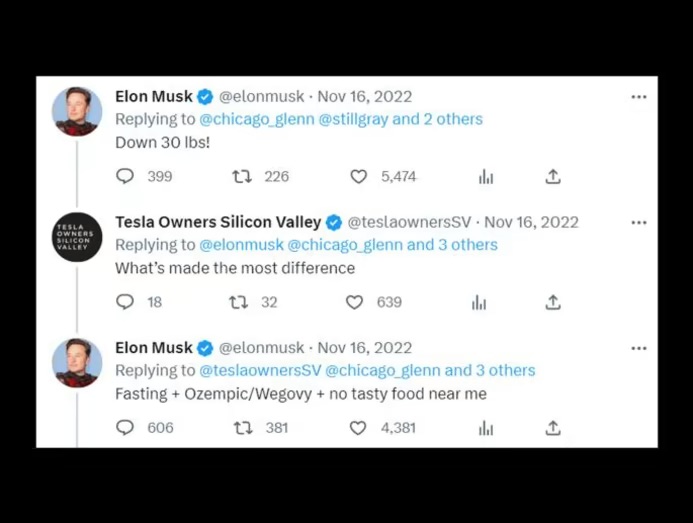 Elon Musk es el primer famoso al que se le atribuye la popularidad del Ozempic, a través de este tweet.