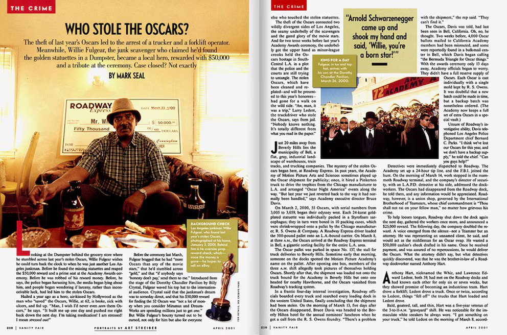 Willie Fulgear aseguró haber encontrado las estatuillas en un vertedero y cobró la recompensa de 50,000 dólares.