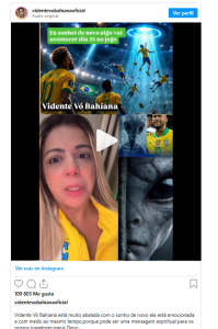 La vidente e influencer Vo Bahiana erró en el pronóstico, pero generó mucha expectación a través de redes sociales en los días previos al partido entre Brasil y Escocia.